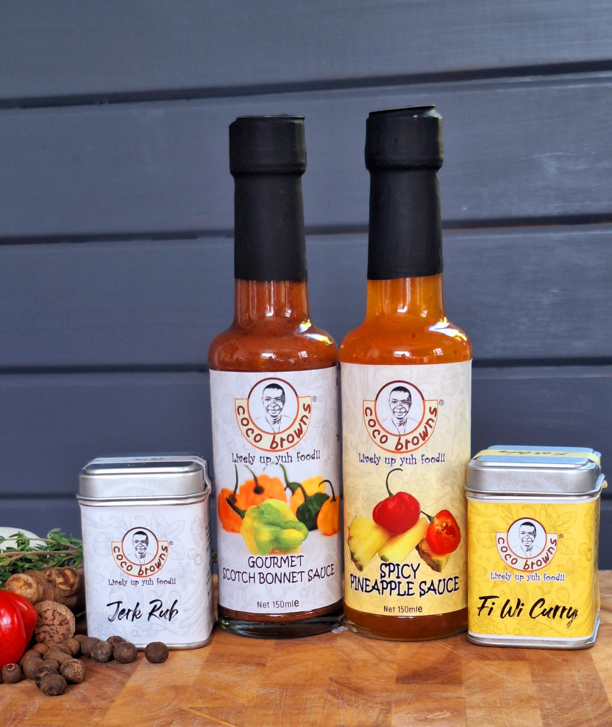 Coco Browns Jamaican Cooking kit with sauces, seasoning and recipe guide