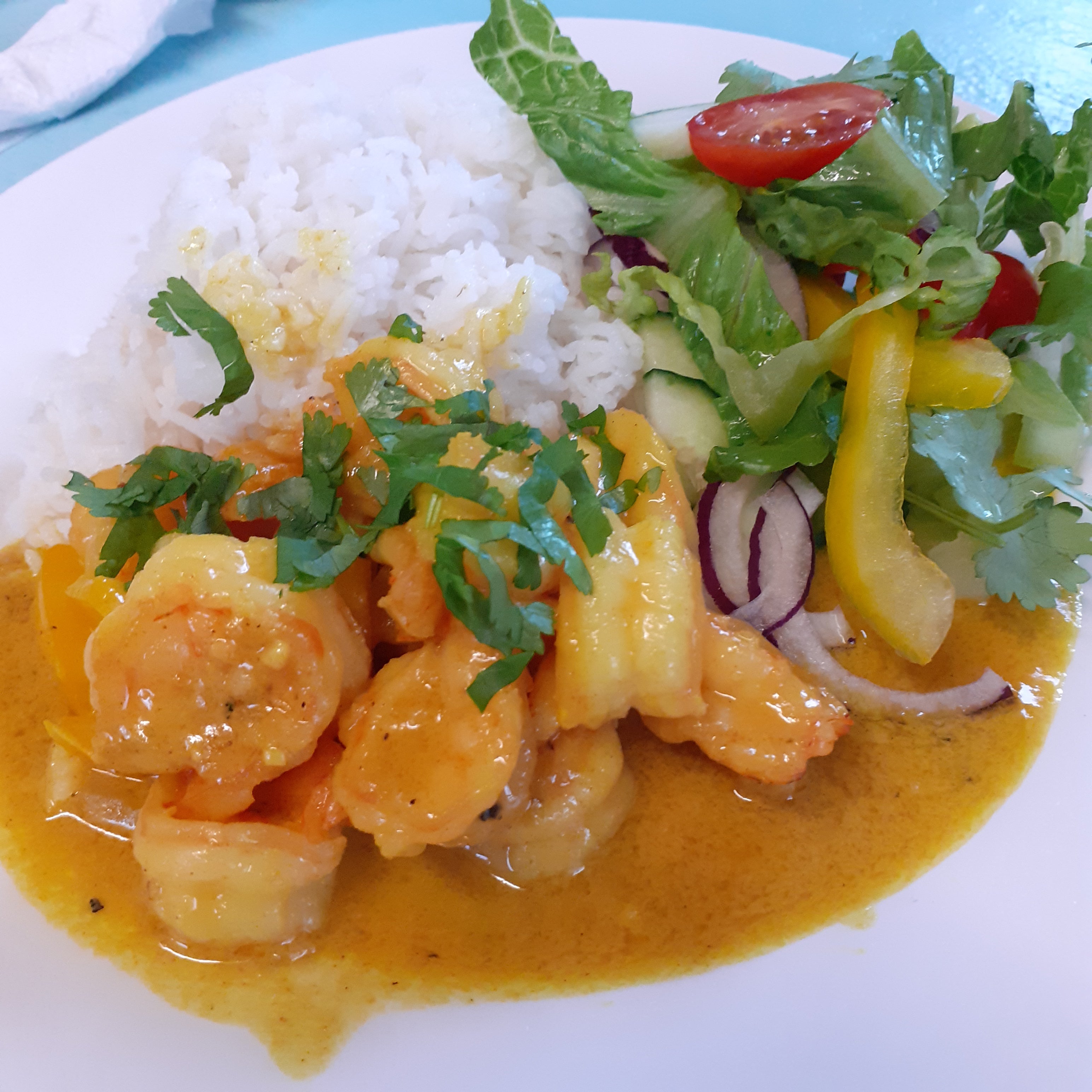 Jamaican coconut curried shrimp made with Fi Wi Curry