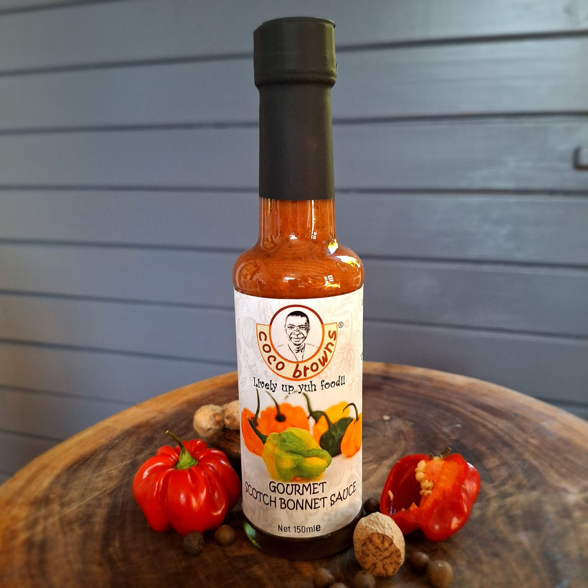 Coco Browns Jamaican Scotch Bonnet  Sauce with Scotch Bonnet Peppers