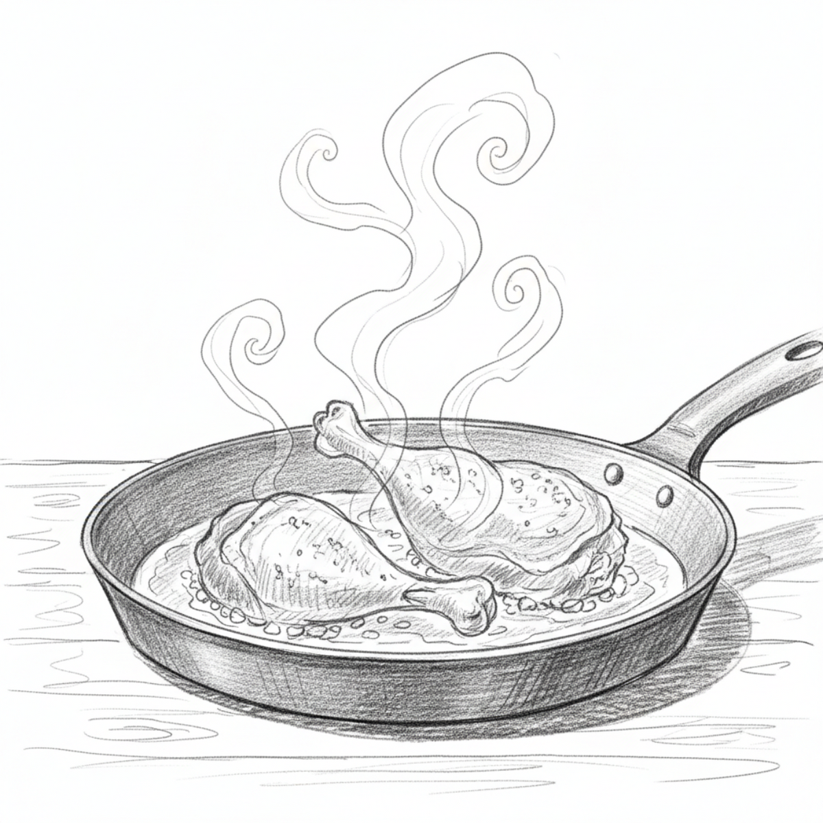 Chicken cooking in a frying pan